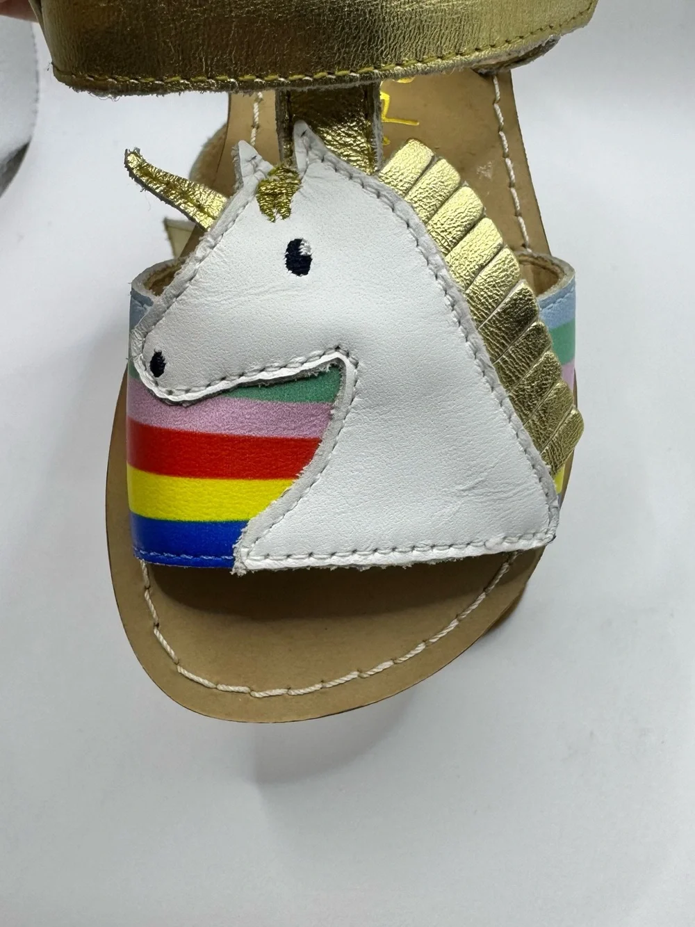Mini Boden Unicorn Sandals colorful size 24 / 7.5 Velcro leather open toe